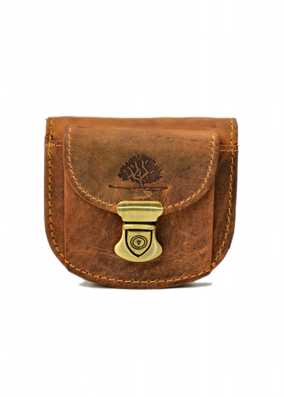 Vintage Schlossbörse mini brown Leder